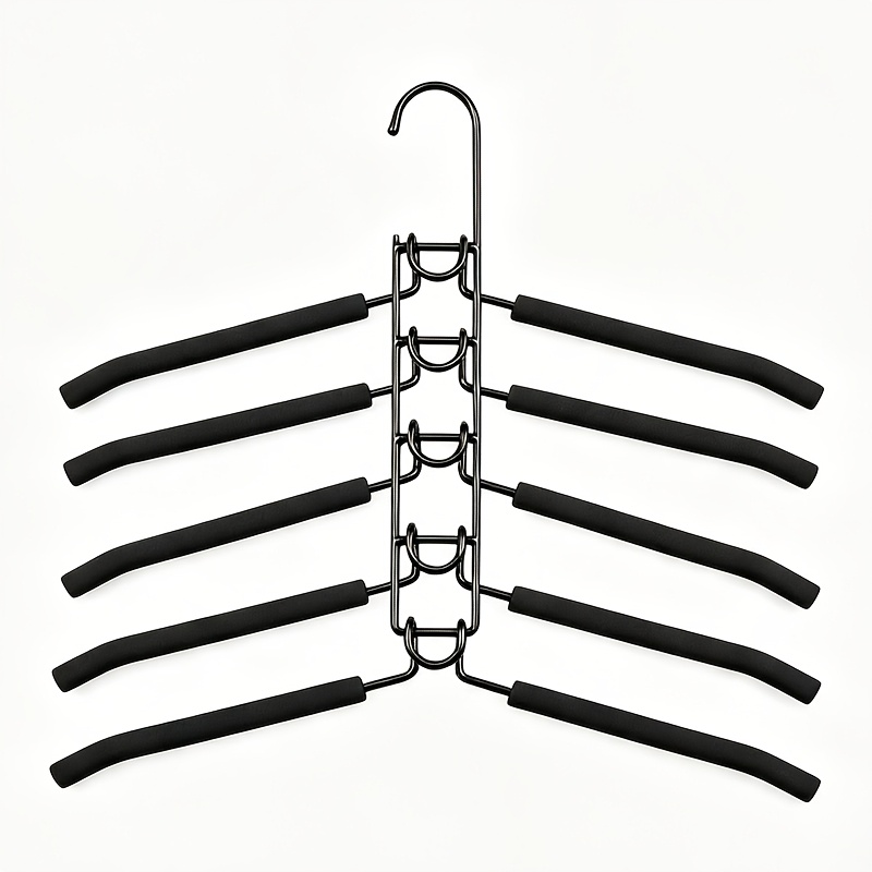 TEMU 5pcs Space-saving Clothes Hangers, Foam-wrapped Metal Weight-bearing Hangers For Coats, Suits, Sweaters, And T-shirt Storage