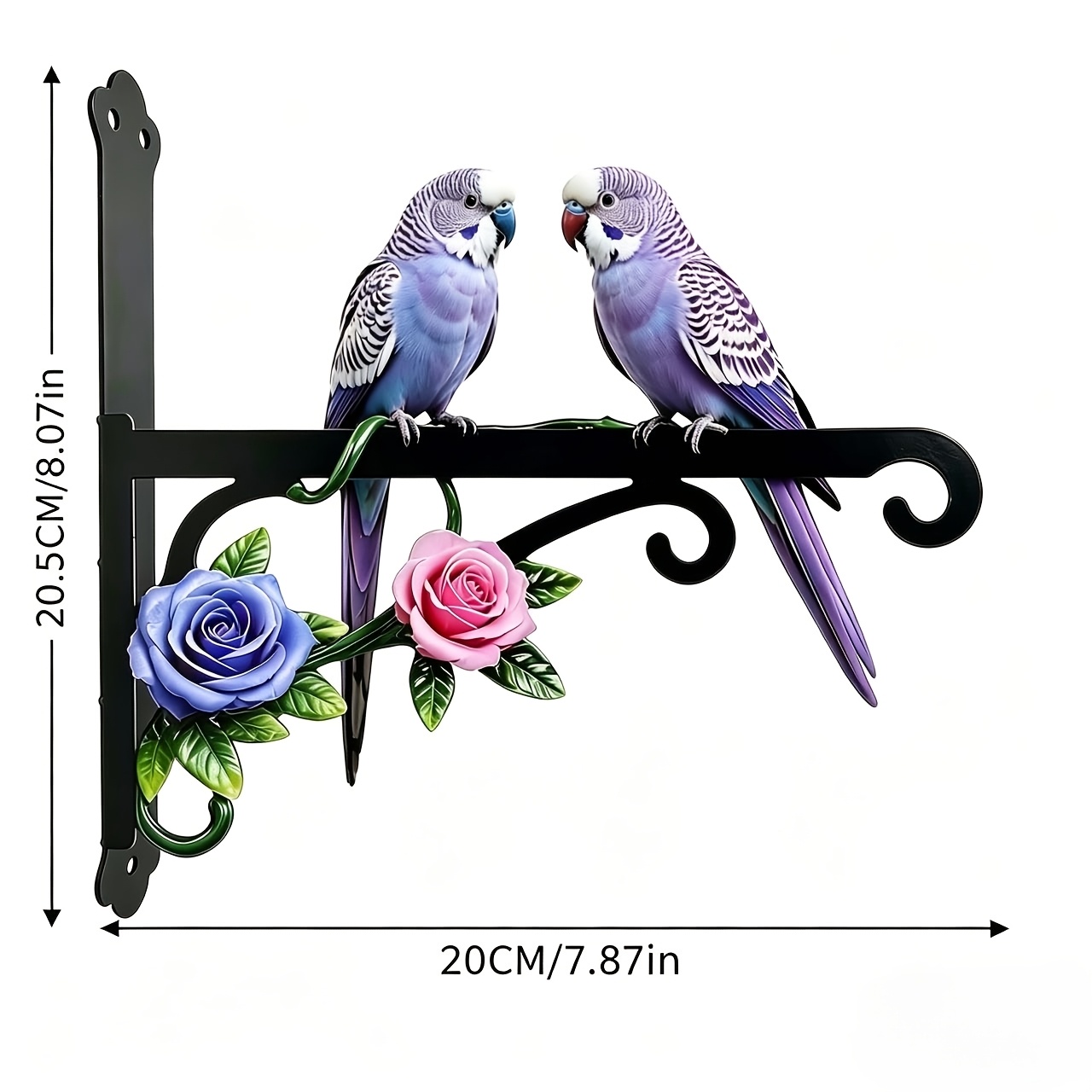 E-shop Metall Papagei und Blumen Design Wandhaken Hakenstange für Außen, Leuchtend Bunt, Rostfrei und Sonnenschutz, Girlanden Haken Eisenstruktur ist
