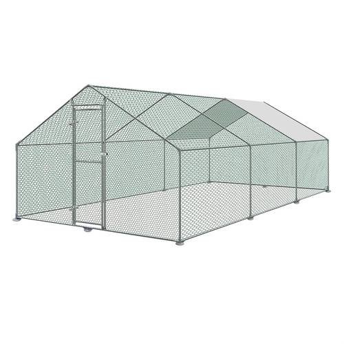 chicken coop outdoor run with lock galvanised steel small animal hutch outdoor enclosure chicken house roofed poultry hutch for chicken bird cage small animals cage outdoor