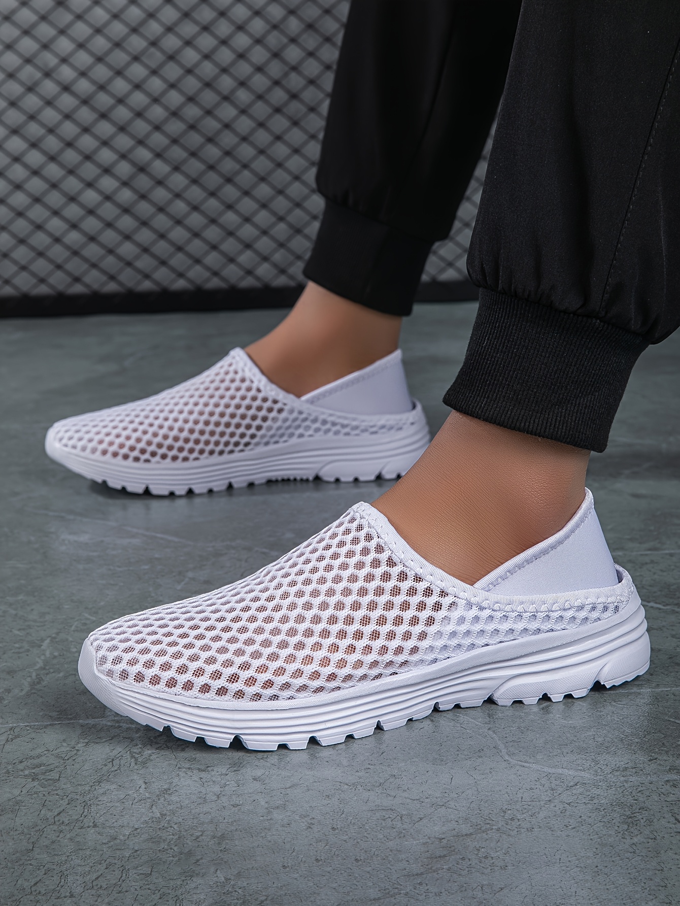 Men's Lightweight Breathable Mesh Slip-On Sneakers - Quick Dry, Comfortable Casual Shoes for Outdoor, Camping & Casual Attire, Light Blue