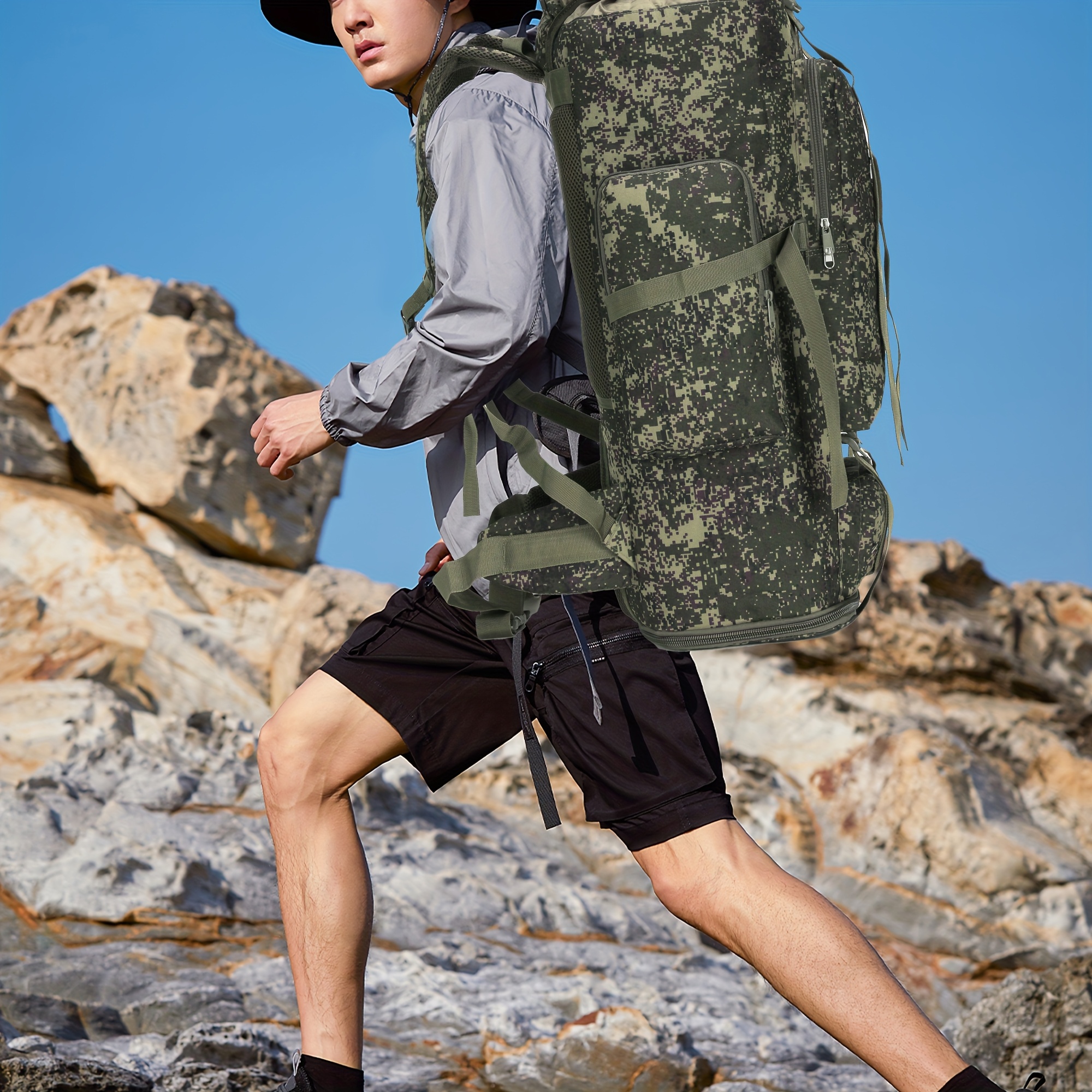 mochila 100l hiking backpack durable camouflage striped - Temu Mauritius