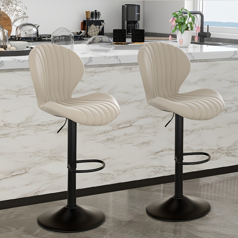 Dining Room Chairs Set Of 2, Kitchen Chairs, Backrest Kitchen Stools, Multi Purpose , Modern Adjustable Gas Lift Upholstered Chair