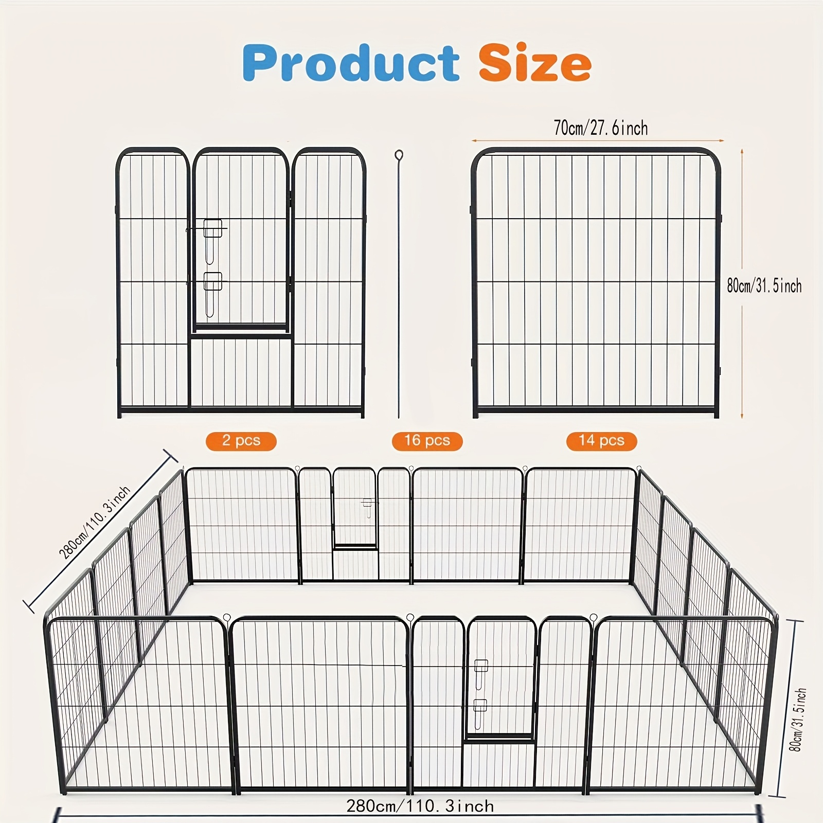 Image of 32inch 8-panel Portable Dog Fence, Suitable For Rv Camping, A Perfect Outdoor And Camping Dog Playpen, Ideal For Small To Medium Dogs