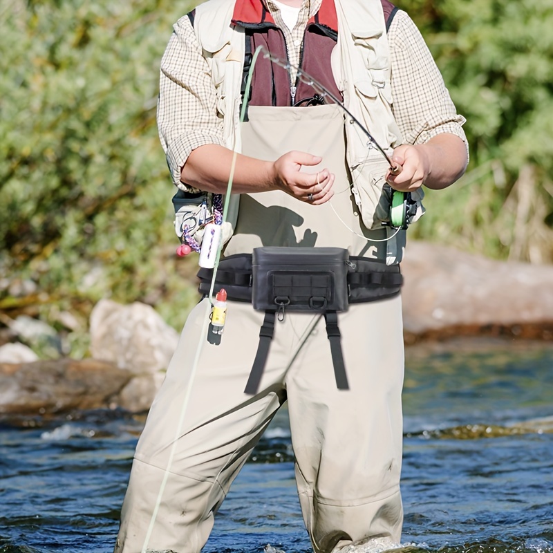 1pc Waterproof Waist Bag With Adjustable Shoulder Strap And Fishing Rod  Holder, Multifunctional Fishing Waist Bag