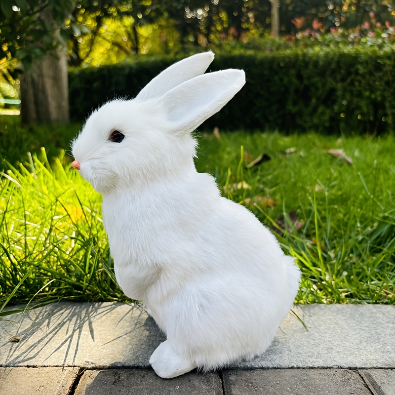 Image of Easter Bunny Decorations Realistic Rabbit Animal Figurines Easter Decor Basket Stuffer Party Decor Spring Farm Bunny Themed Decor Photo Props Collectible Figurines