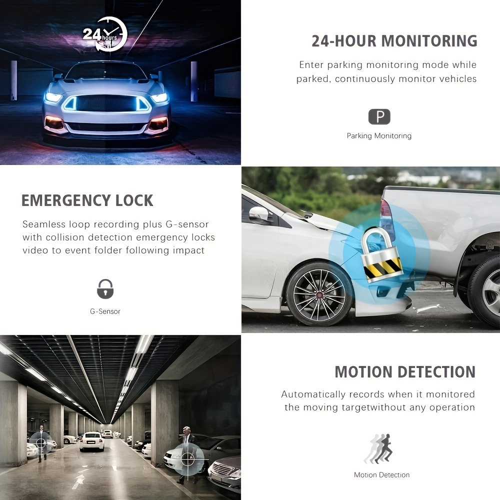 item picture front and interior dash camera hd 1080p recording vehicle dvr with     night vision capabilities   for   hour parking surveillance loop recording feature   included does not come with an sd card