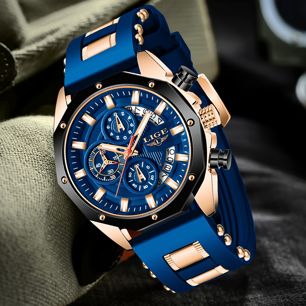 

2024 New Fashion Men's Watch Chronograph Calendar Luminous Quartz Watch Outdoor Casual Waterproof Sports Watch