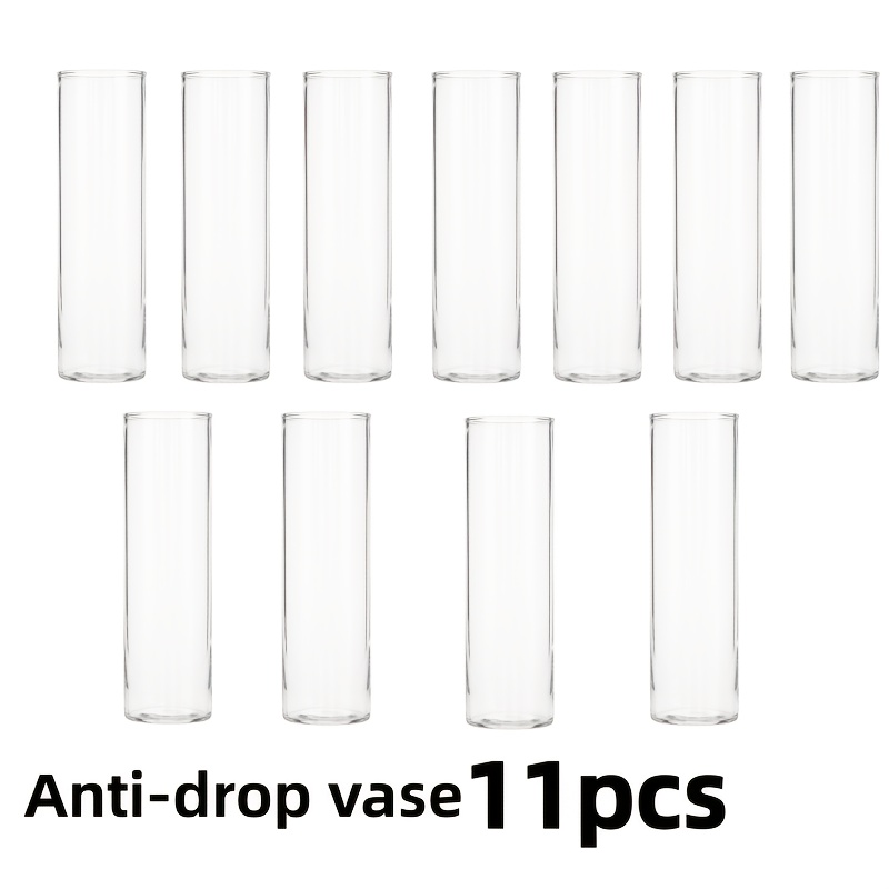 TEMU Ensemble de 11 vases cylindriques transparents en plastique faux verre, vases décoratifs de cylindre , mini petits vases de bureau, ornements de