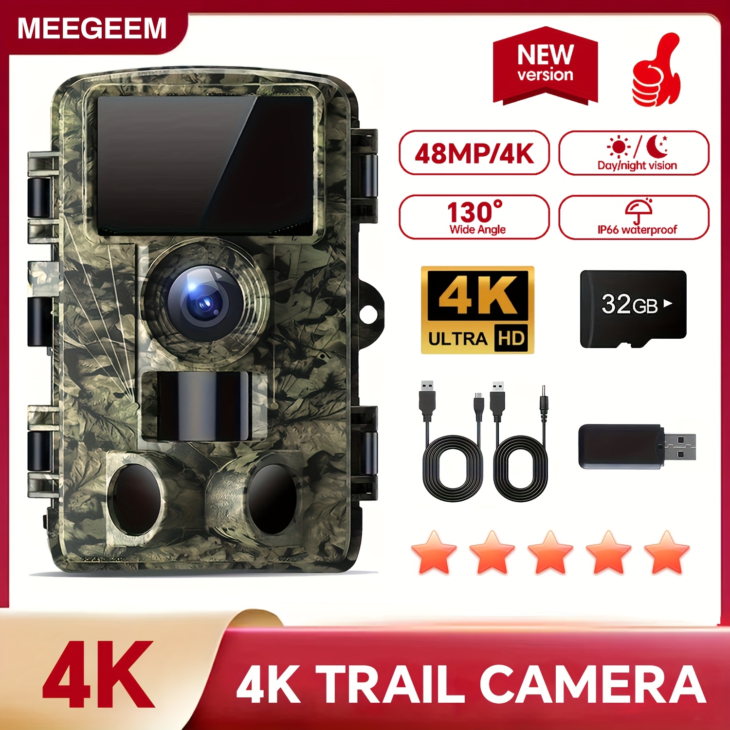K&F Concept KF35 - Appareil Photo De Chasse 4K Ultra HD 48MP Avec Vision Nocturne