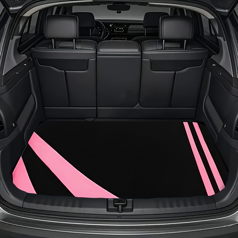 TEMU A Single Piece Of Car Trunk Mat Featuring Black And Pink Contrasting Stripes, Boasting A Sleek And , Ideal For Vehicles Including Cars, Trucks,