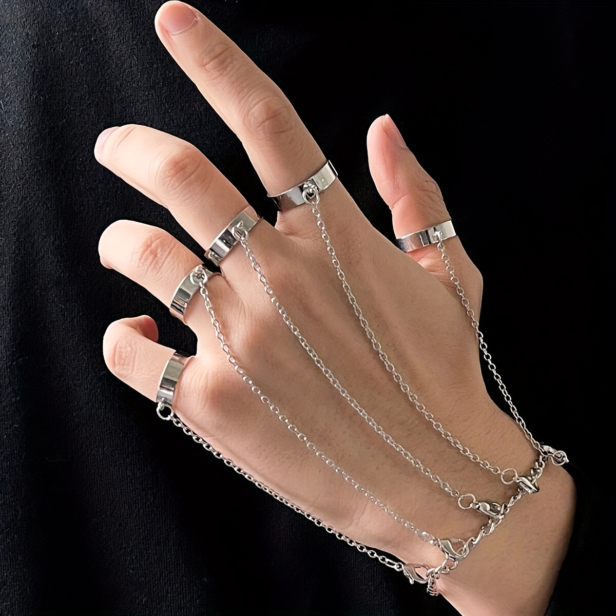 Personalized Eternity Ring Set with Chains - Ideal Gift Item