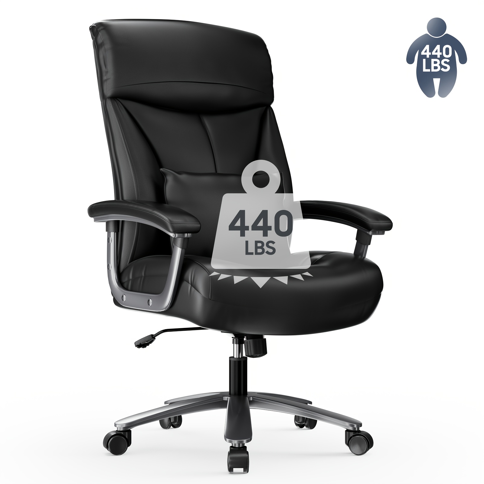 Ergonomic Office Chair, Executive Chair, Desk Chair, Load Capacity Up To 200 Kg, Xxl Wide Seat, Computer Chair, Upholstered Chair, High Back, Lumbar Support, Fabric