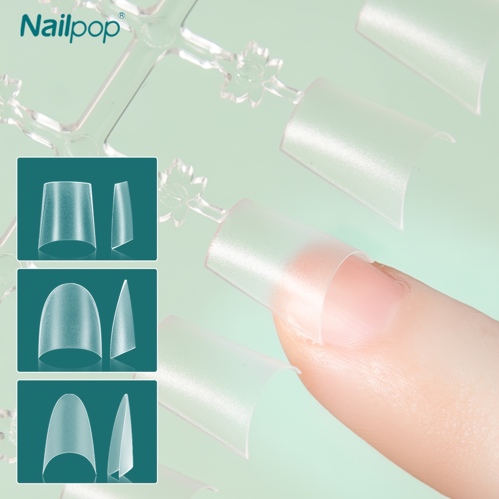 

300pcs/bag Nail Tips Pop Short Half Cover False Nail Tips Full Coffin Matte 12 Sizes C Curve Press On Nails For Nail Extension Art Home Diy Nail Salon