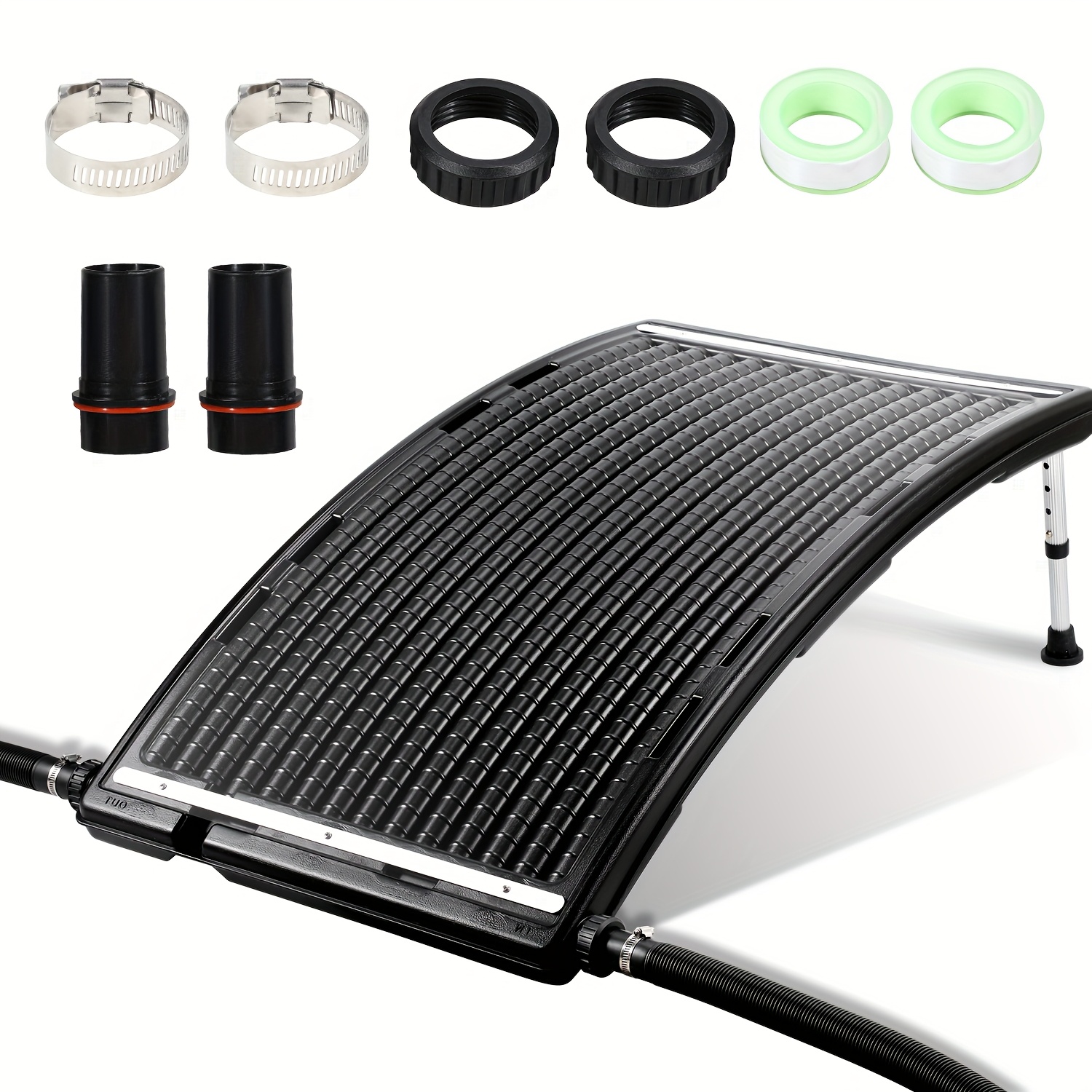 Sonnewelt Solar Heated Pool 113 X 35cm, Solar Collector Pool Connection Diameter 32-40mm, Height Adjustable Pool Heater Solar Heated Swimming Shower Pool