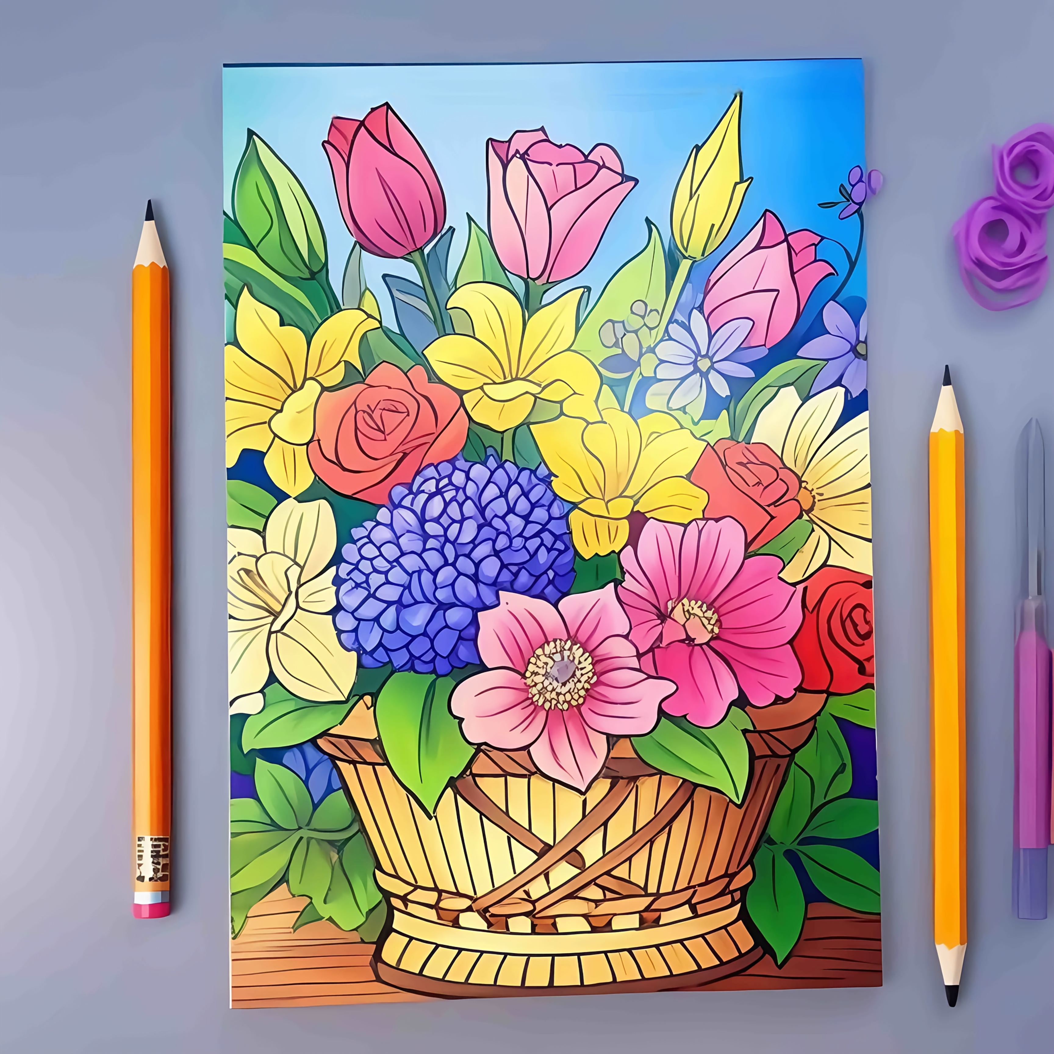 Image of Adult Floral Coloring Book, Soft Cover, Mixed Colors, Relaxation And Relax Coloring Book, Ideal Gift For Birthdays, Easter, Thanksgiving, Christmas, Parties