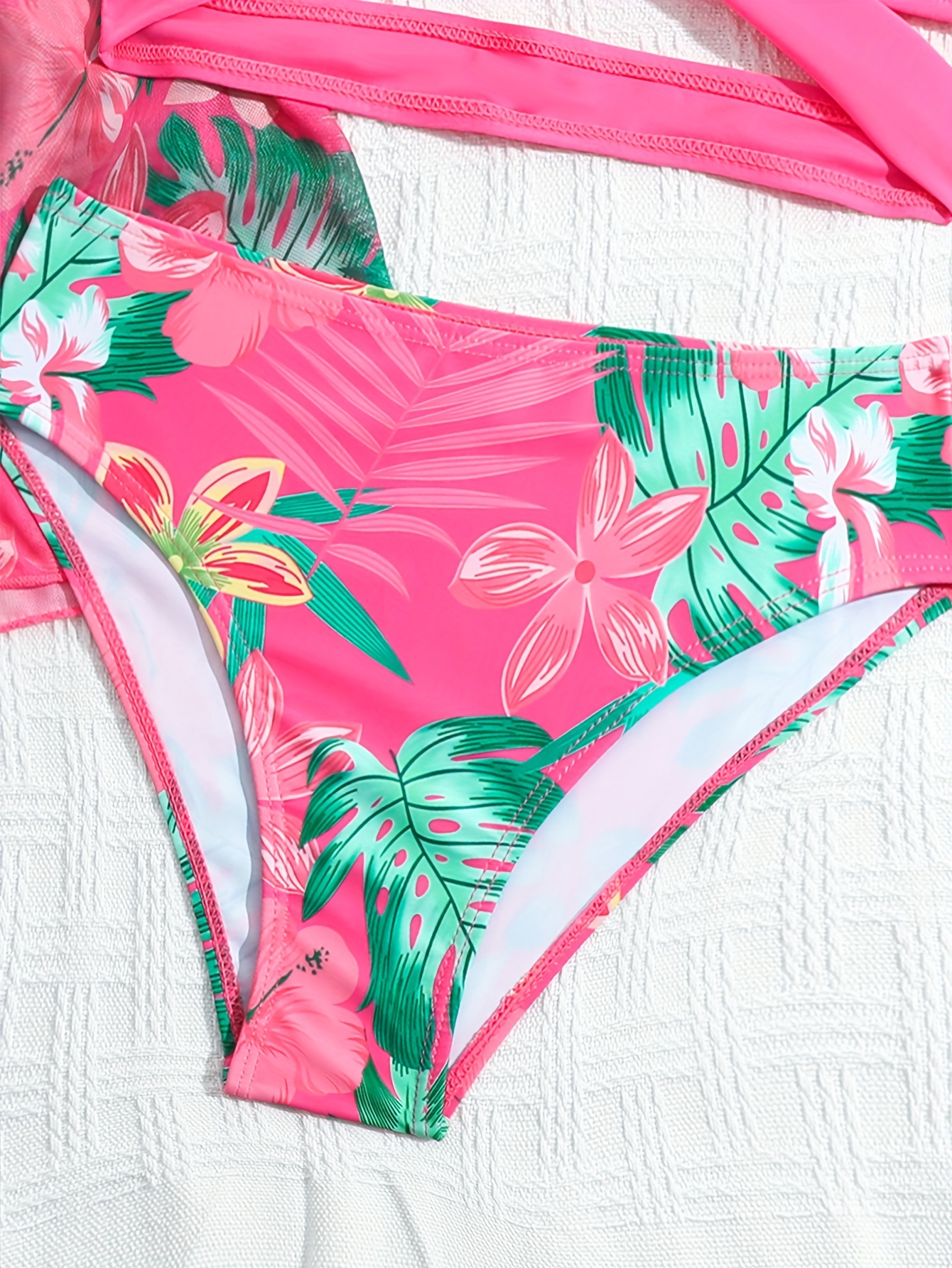 3pcs bikini set hibiscus print Temu