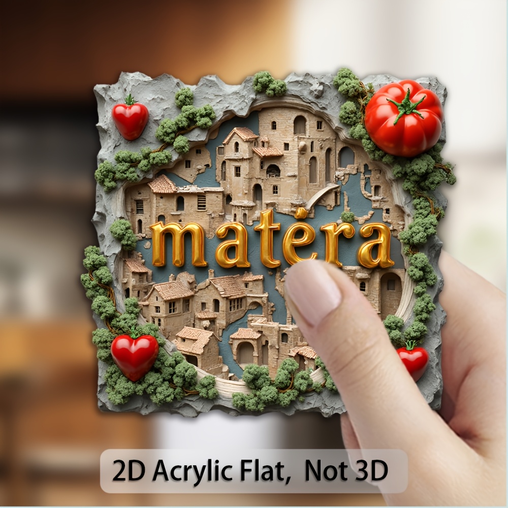 TEMU 1pc Italian Themed Magnet - Model Replica, Acrylic And Rubber Soft Magnet, With Design And Italian "" Lettering - Fridge Magnet For History