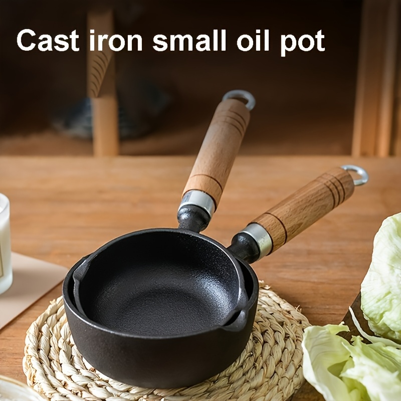 1pc mini cast   with wooden handle non stick   small kitchen cookware for boiling eggs   and cooking ideal for   and picnics kitchen cookware wooden handle cast iron pan 7