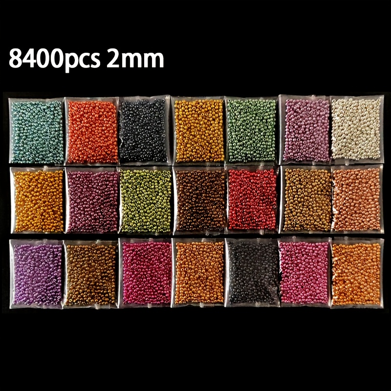 E-shop 8400 Stück/2600 Stück Großpackung 2mm/3mm Glas-Saatperlen - , verschleißfest beschichtete Perlen mit 21 Farboptionen, professionelles