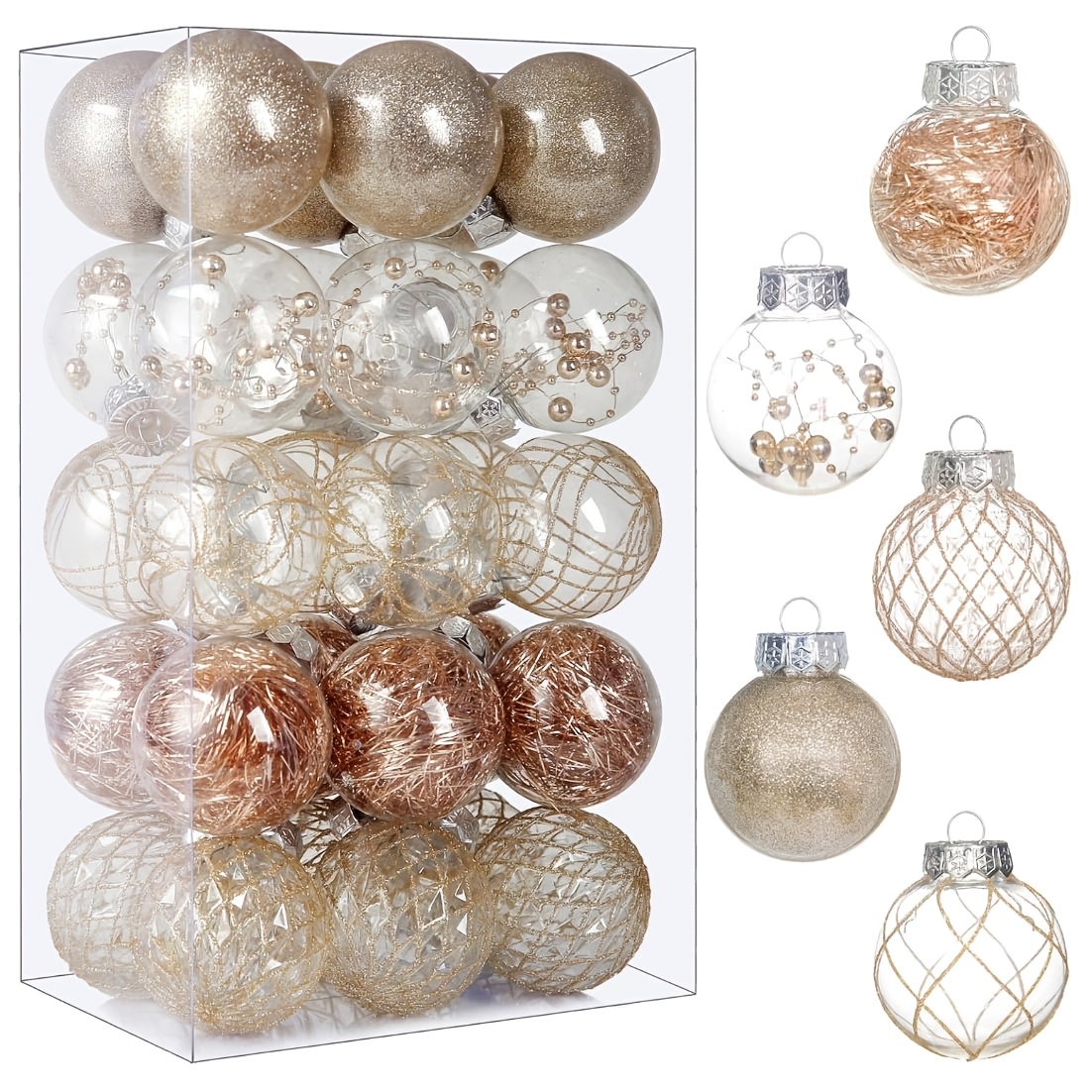 TEMU 30 piezas, adornos de bolas de Navidad transparentes de 6 cm/2.36 pulgadas, adornos de bolas de Navidad, adecuados para fiestas de Halloween y