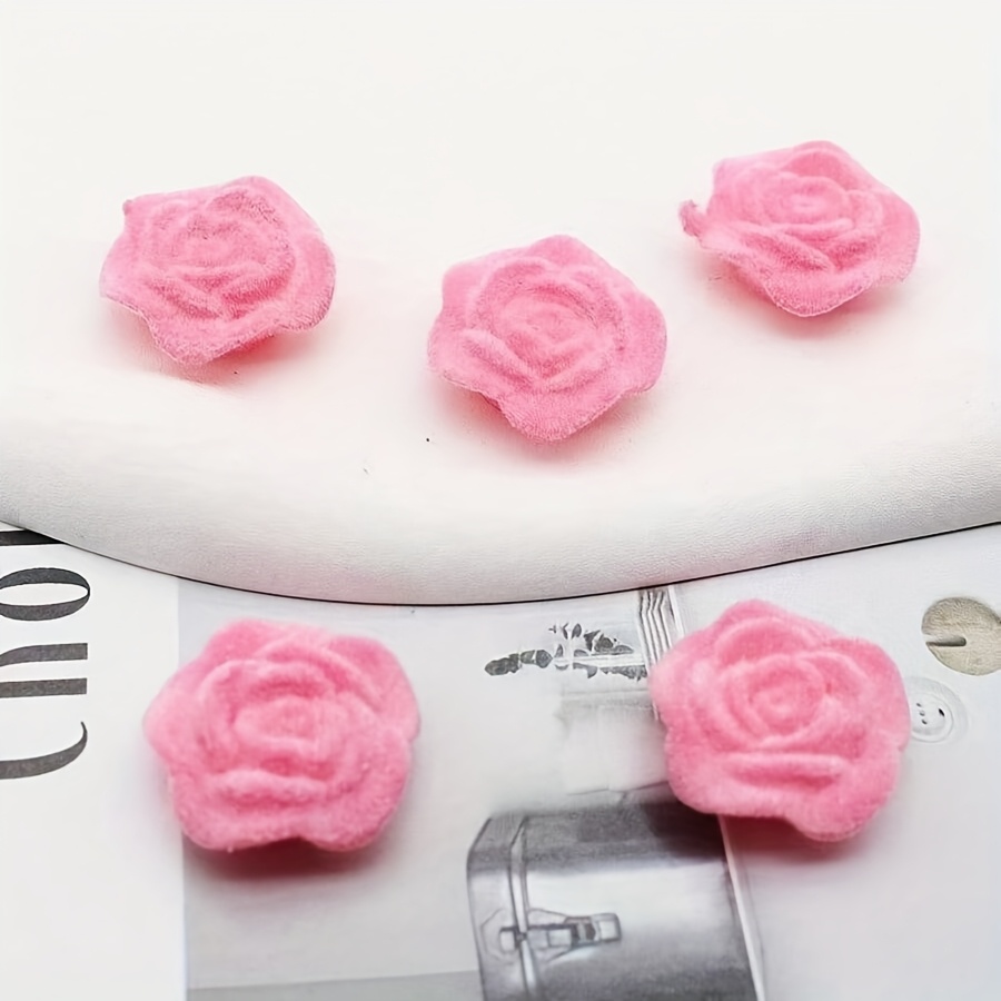 50pcs Red Rose Carved Beads - Detailed Flower Charms For Jewelry Making & DIY Crafts