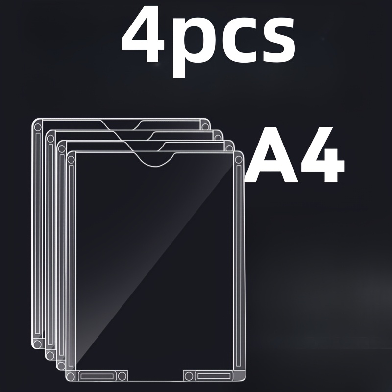 TEMU 2/3/4/5/6pcs High Quality Acrylic Double Layer Menu Display Stand For Restaurant Signage,back To School, Lightweight & Adhesive Wall Mount, A4