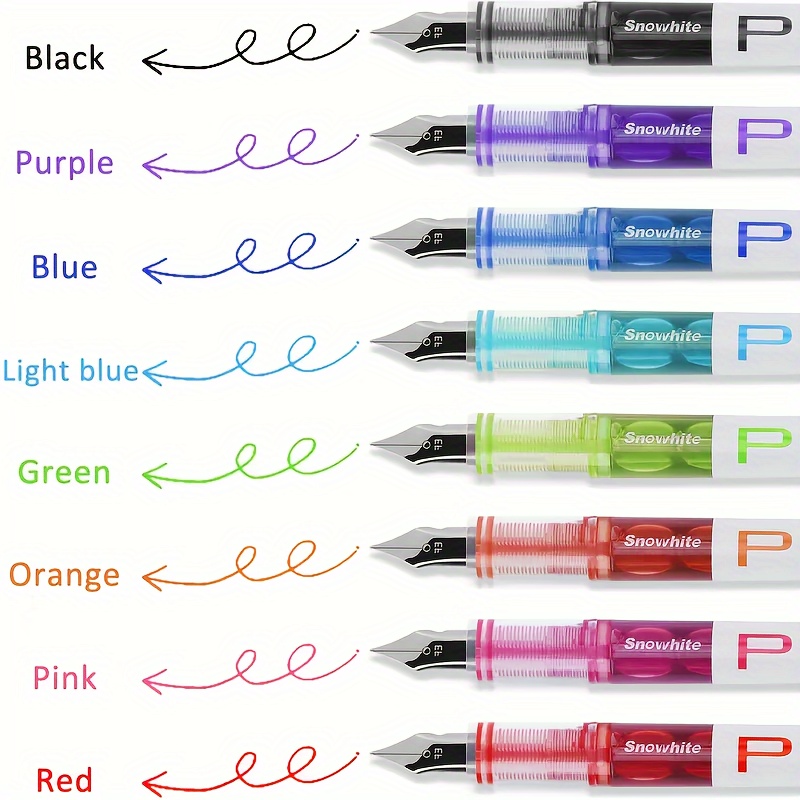 

8pcs Quick Drying Plastic Fountain Pens With Click-off Cap, Ef Nib Disposable Direct Fill Ink Pens