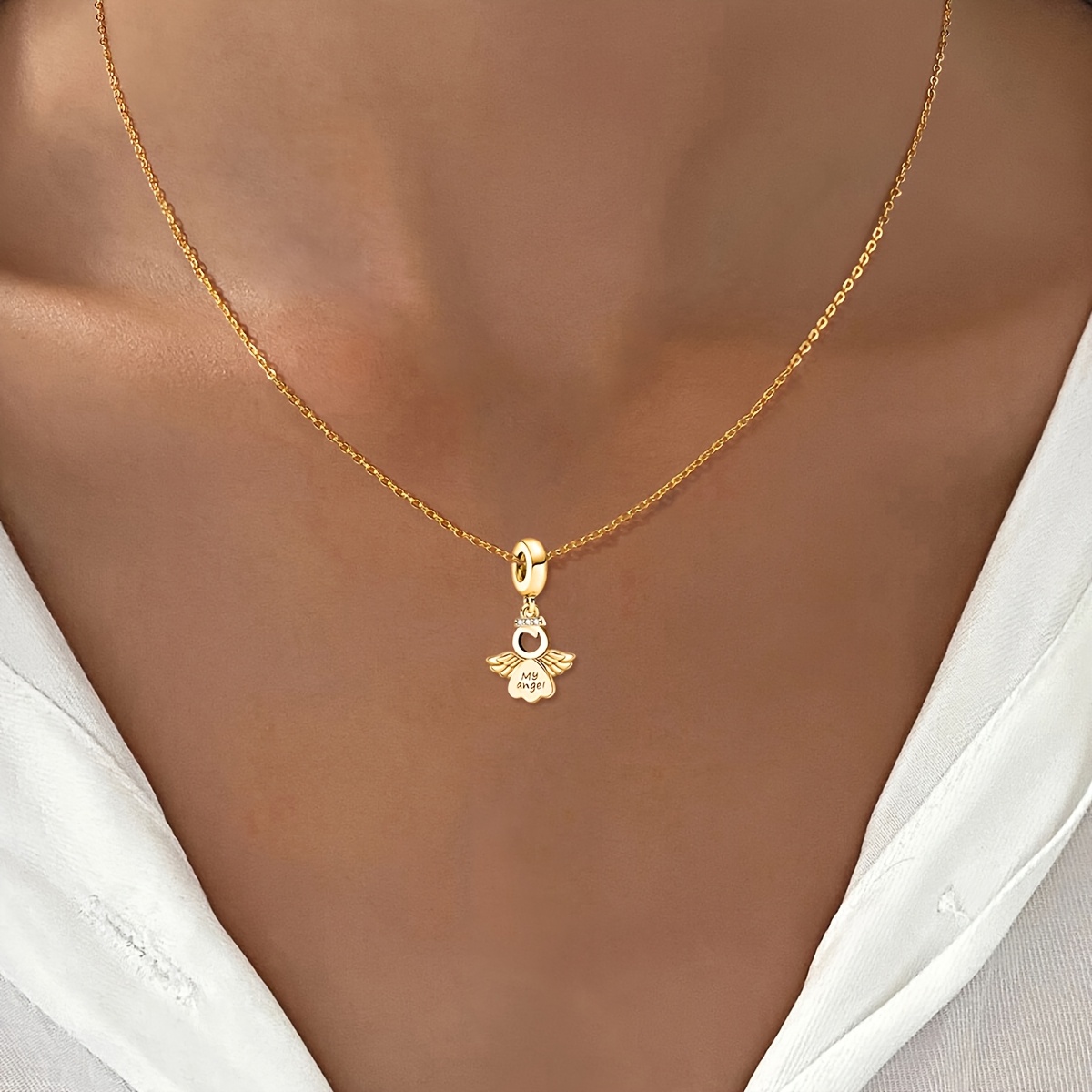 Women's 925 Silver Plated Angel Pendant Necklace