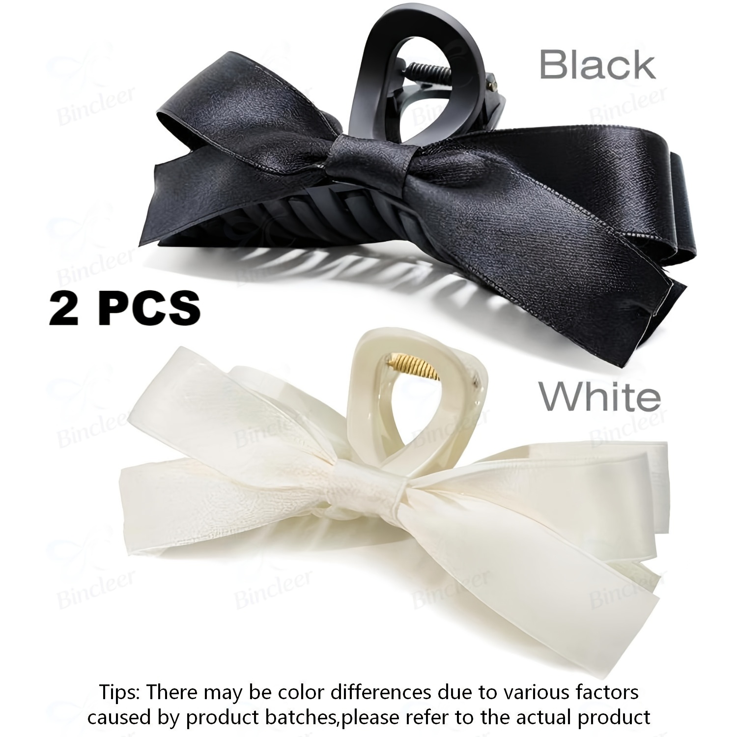 Image of 2pcs Elegant Large Bow Hairpins, Simple Women's Fashion Hair Accessories, Suitable For Halloween Party Christmas Wedding Graduation Matching
