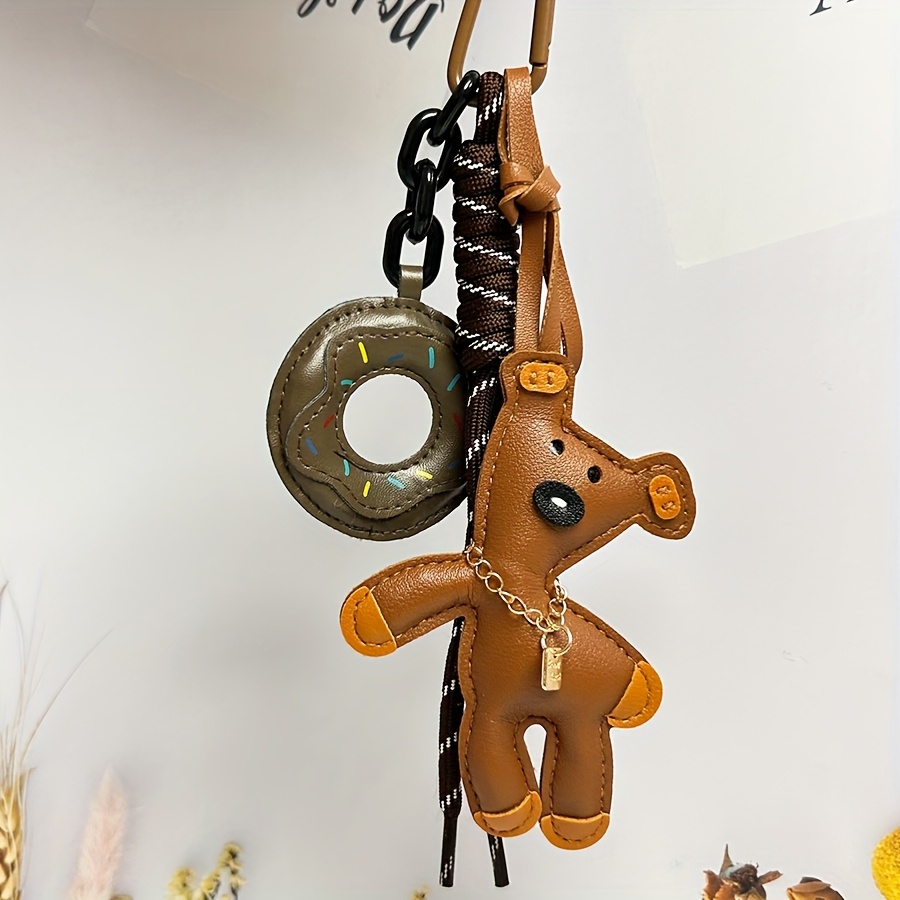 Women's Keychain, Pu Leather, And Donut Pattern - Decorative Pendant, Detachable Strap, Brown Pu Leather For Daily Use, Gift For Birthday/valentine's Day, Suitable For Shoulder Bags And Wallets