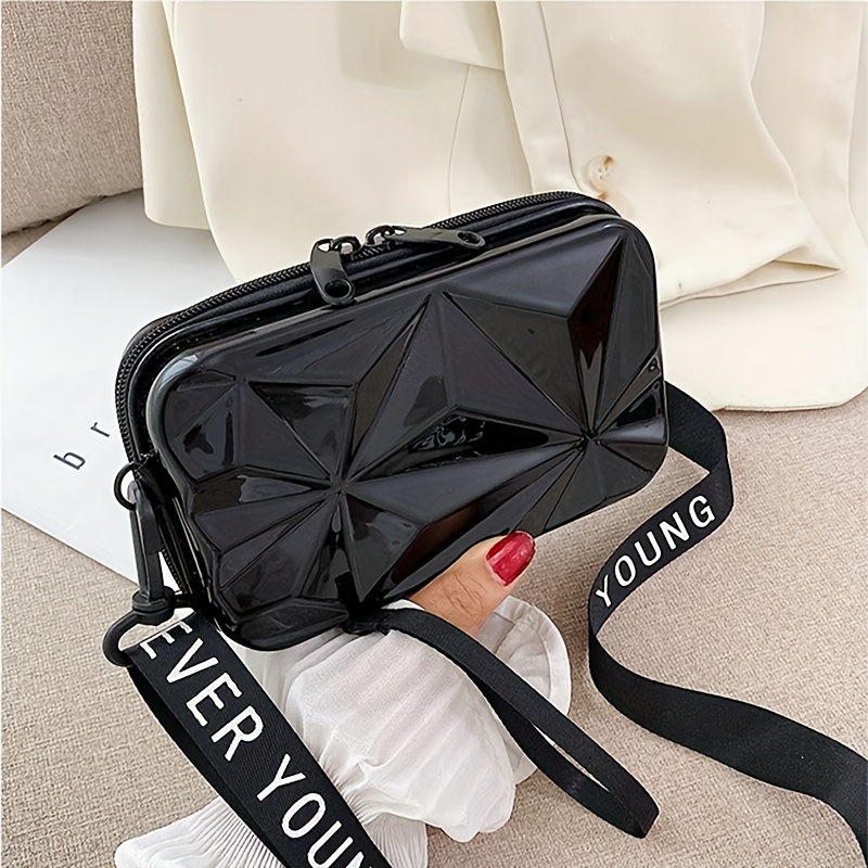 TEMU Hard Shell Cosmetic Bag Portable Single Shoulder Crossbody Washbag Overnight Bag Small Square Fresh Women's Handheld Bag Super Light Crossbody
