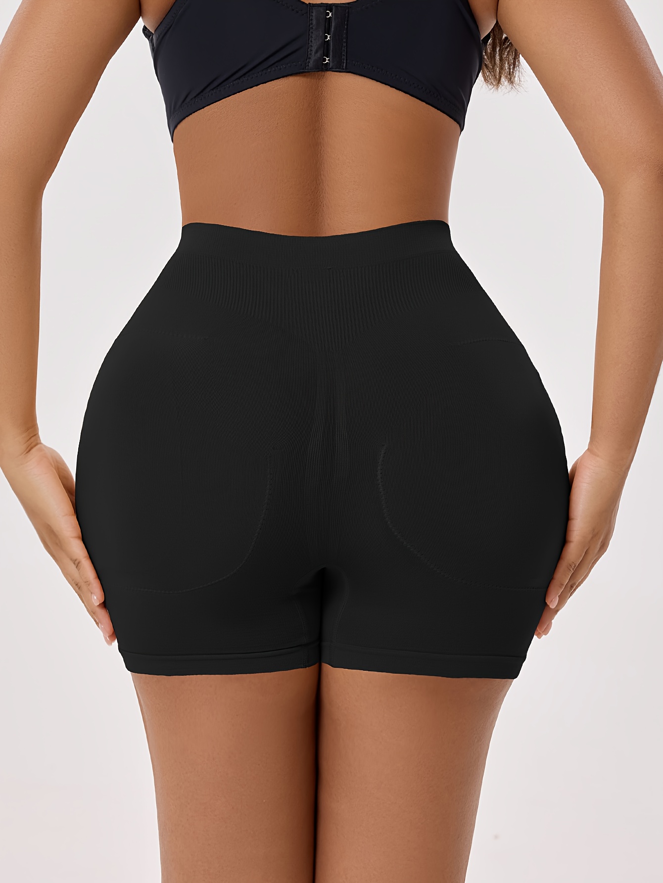 1pc Women's High-Waist Shaping Shorts with Faux Butt Pads - Tummy Control, Butt Lift, Waist, High-Waist Design, Solid Color, Suitable for Daily Yoga and Fitness Wear