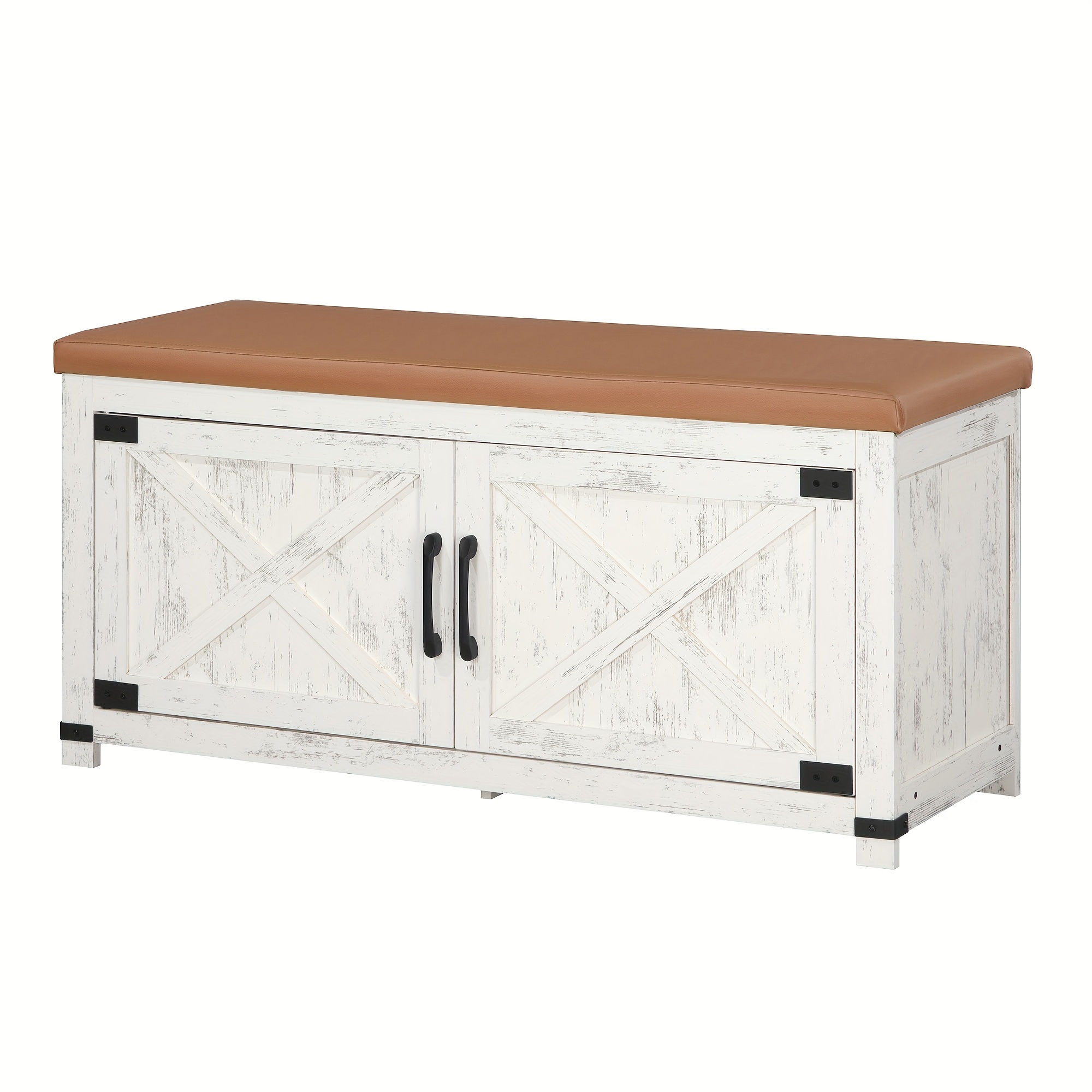 Shoe Bench, Shoe Stool, Shoe Cabinet With Seating, Shoe Rack With A Long Bench, Padded, Can Hold 12 Pairs Of Shoes, Suitable For , Living Rooms, And , Dimensions 35 X 100 X 49 Cm, And White
