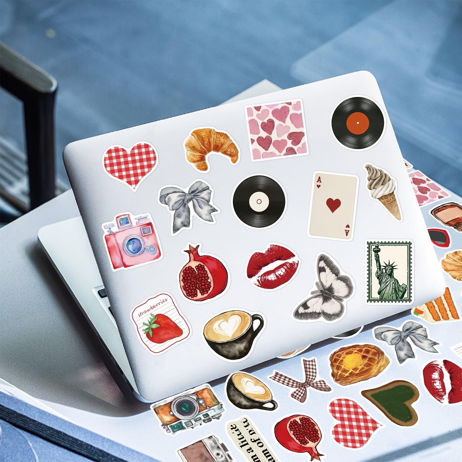 50pcs Retro Aesthetic Doodle Stickers, Vinyl Vintage Stickers For Laptop, Phone, Car, Skateboard, Water Bottle, , Journal