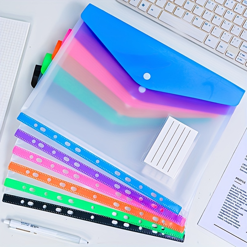 6pcs a4 high capacity loose leaf file organizer binder with 11 ring binding expandable button closure   durable pp plastic vibrant colors     black white for     portable document storage organizer office supplies home filing   sturdy construction office workers Product details 4