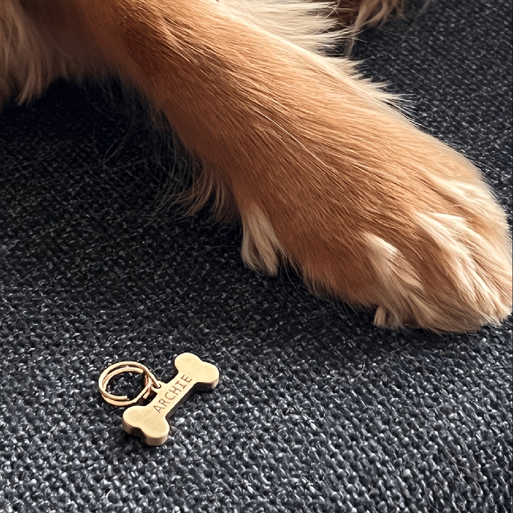 TEMU Placa de identificación para perro de acero inoxidable grabada a medida: Identificación personalizada para mascota, regalo para cachorro