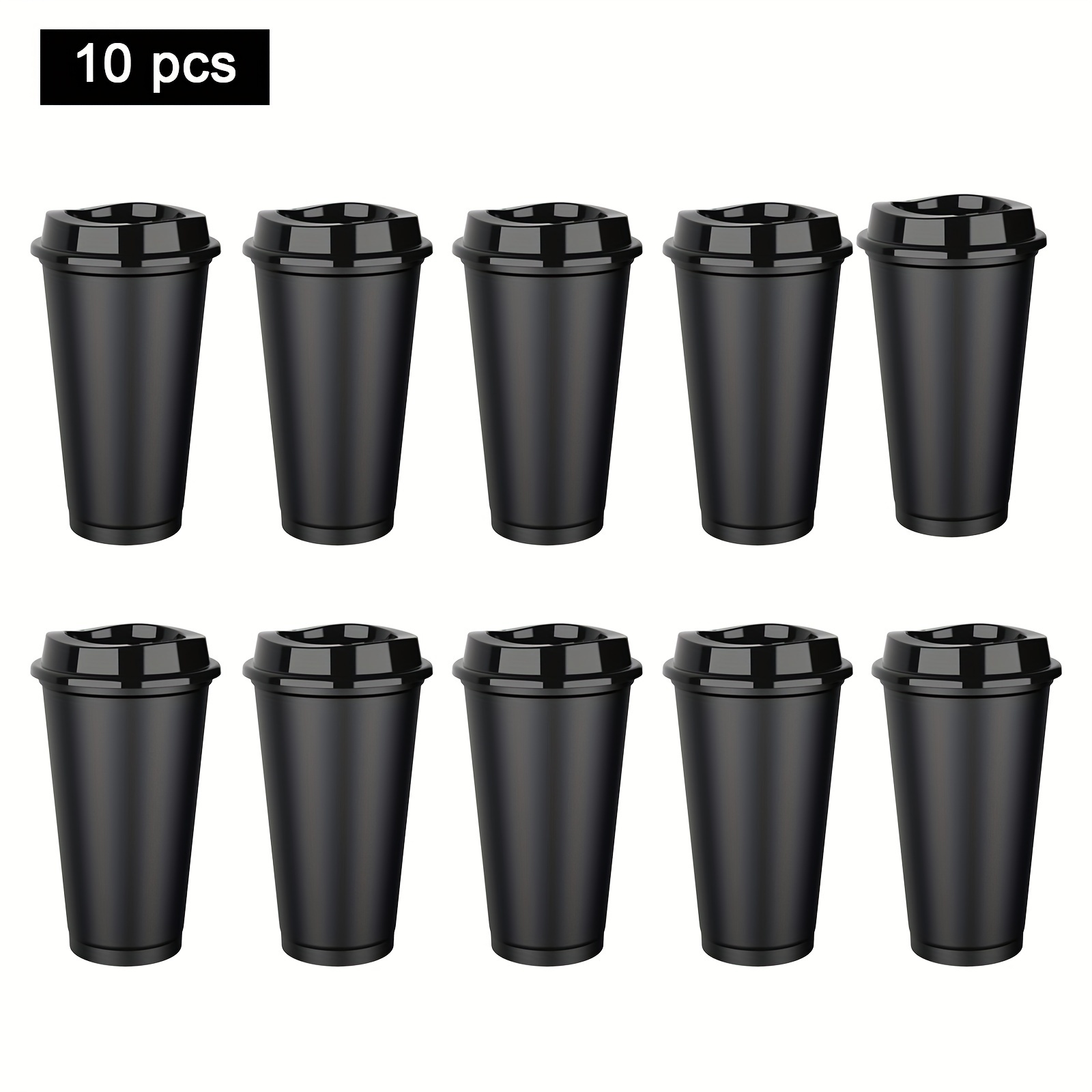 

10pcs 16oz Reusable Coffee Cups With Lids - Bpa-free, Travel Mugs For Hot & Cold Beverages - Perfect For Weddings, Water, Juice, Soda, Coffee