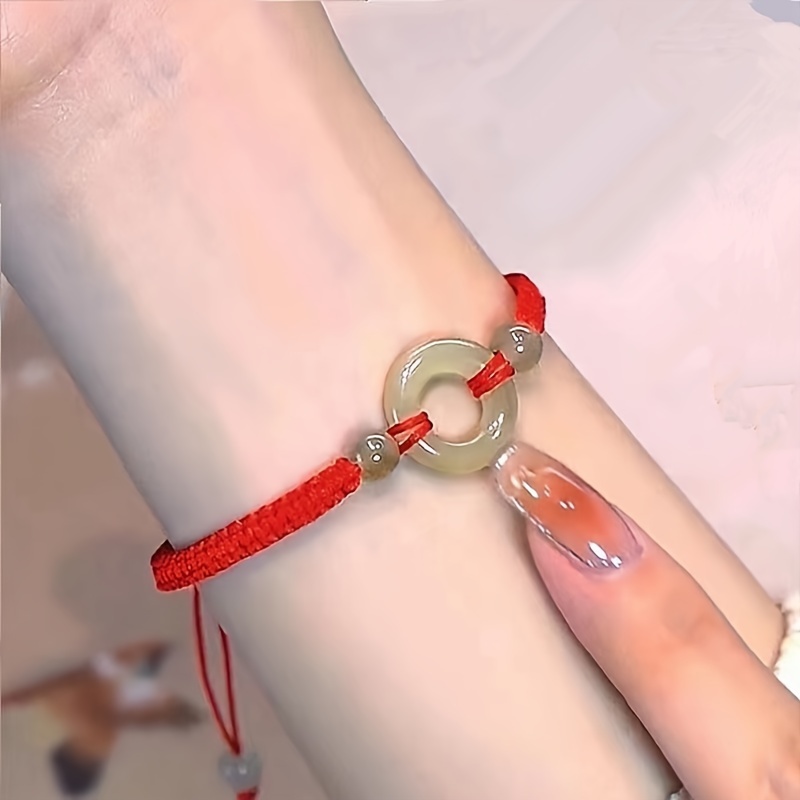 

Elegant Red Rope Bracelet With Pendant, Adjustable Cord, Casual Attire Or Party