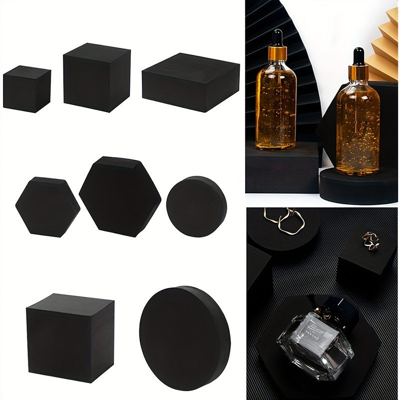 

Ensemble de 8 accessoires de photographie en mousse EVA dure - Formes géométriques noires pour la présentation de produits, la mise en valeur de bijoux, la photographie cosmétique et les photos à plat