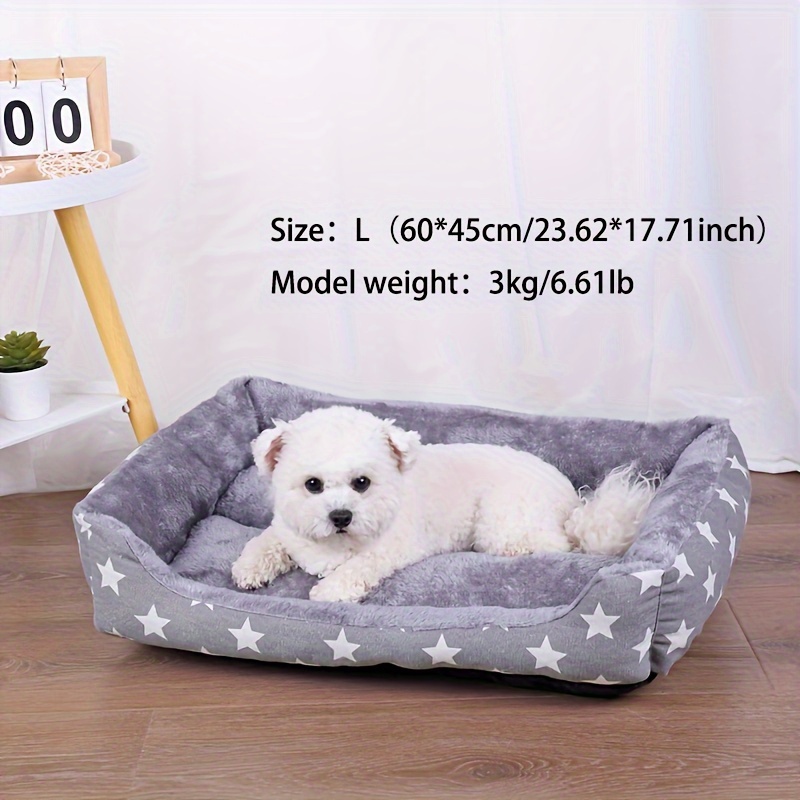 

Star-patterned Pet Bed, Soft Plush Dog/cat Lounger, Non-slip Bottom, Comfortable Pet Cushion For Home Use