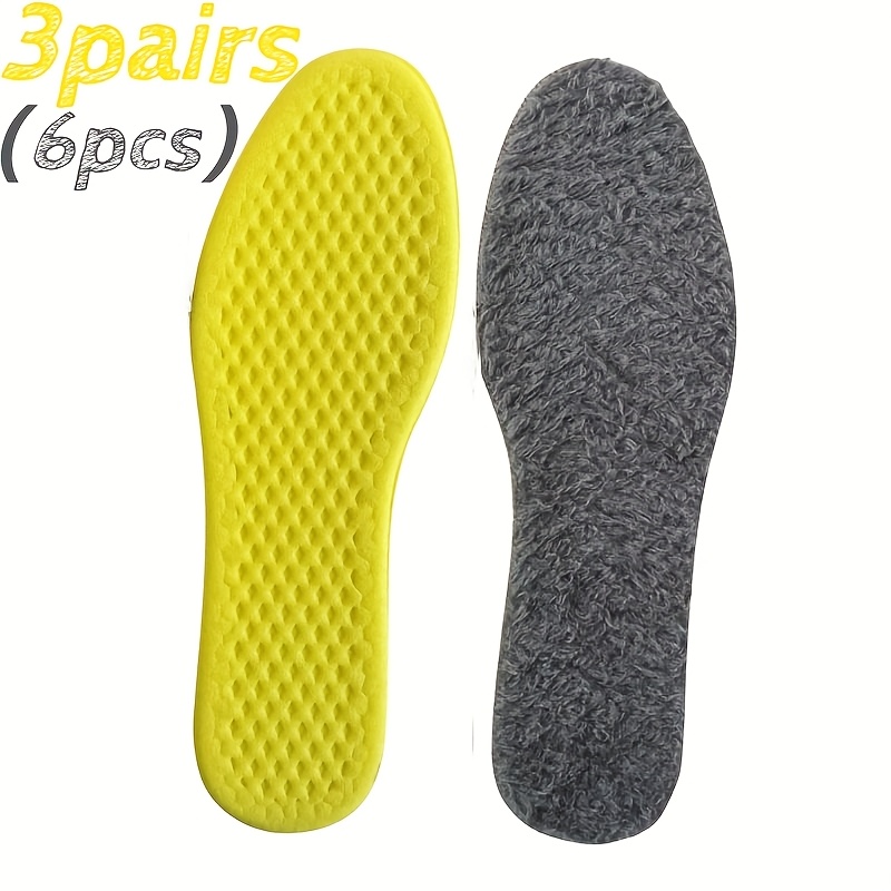3 Pairs (6pcs) Of Unisex Adult Thermal Insoles, Soft And Comfortable, Plush Shoe Inserts, Suitable For Sneakers, Casual Shoes And Winter Snow Boots, Ideal For Long- Use And Work