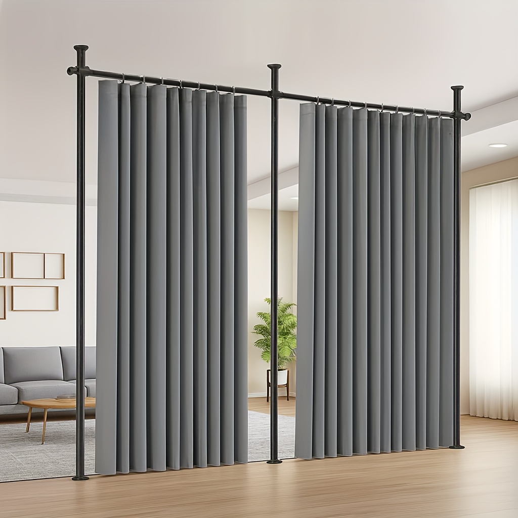 TEMU Tringle à rideaux de séparation de pièce à tension, tringle de séparation de pièce/mur autoportante perçage, tringle autoportante robuste