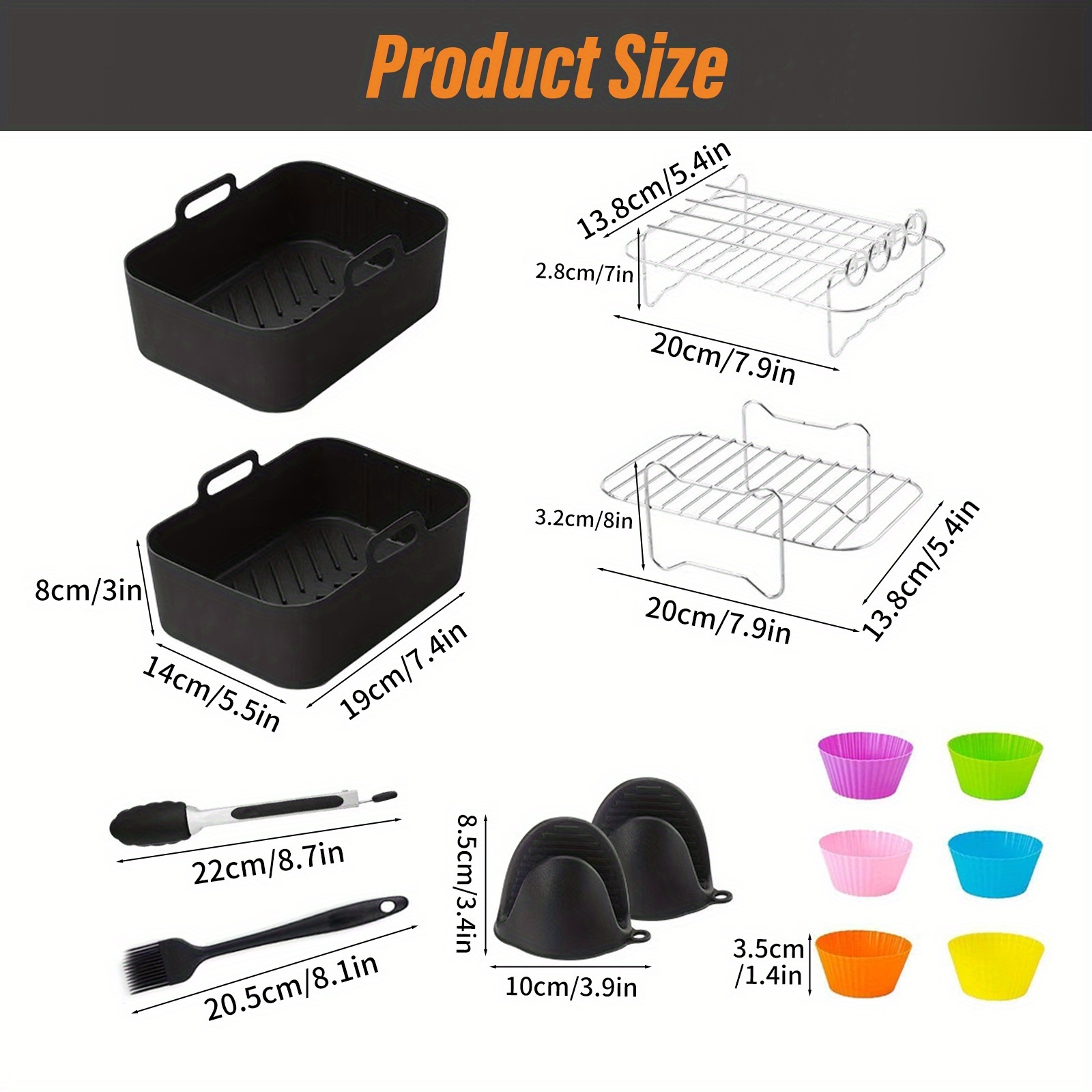 set of additions specifically for air fryers it   a baking basket pizza pan and stainless steel multi layer rack providing   to   expand your cooking space and unlock a   of   Product details 9