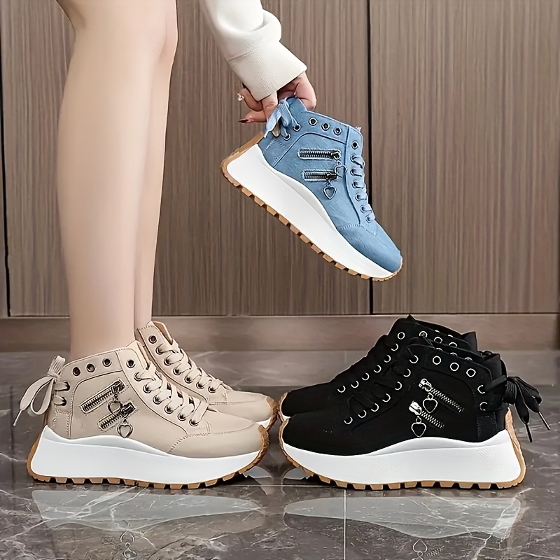 Women'S Sports Shoes | Women'S Cowboy Boots, New High-top Women'S Shoes, 2025 Autumn And Winter Breathable Thick-soled Casual Shoes (with Inner Height, Increase), Shoes For Women, Heels, Boots For Women, Black Boots