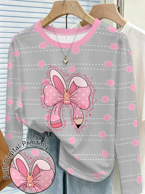 womens elegant crew neck long sleeve t shirt soft stylish comfortable versatile top for spring and autumn
