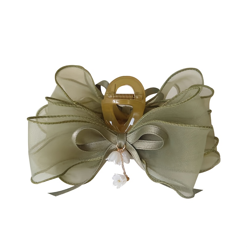 

Elegant Green Lily Of The Valley Bow Hair Clip - Large, Sweet & Fairy-inspired For Women And Girls, Perfect For Anniversaries