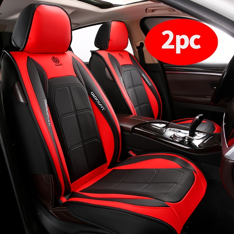 2pcs Universal Color Matching Leather Front Car Seat Covers Suitable for  Sedan SUV Models, Driver and Passenger Seats