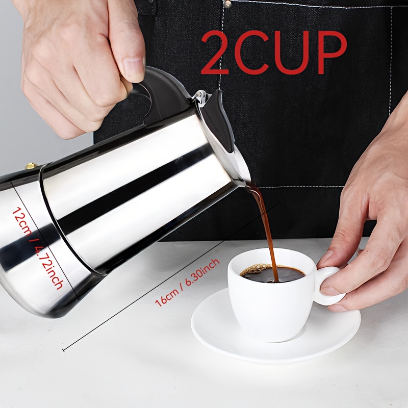 TEMU Machine à Mocha en acier inoxydable, Moka à cuisinière 2/6/12 tasses, cafetière à pression, machine à café italienne, préparation de café ,