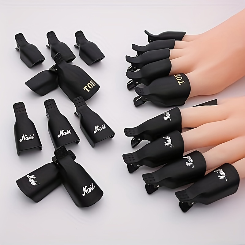 

20 Pcs Nail Polish Remover Clips, Toenail And Finger Gel Nail Polish Remover Clips Acrylic Nail Art Soak Off Clip Caps (black)