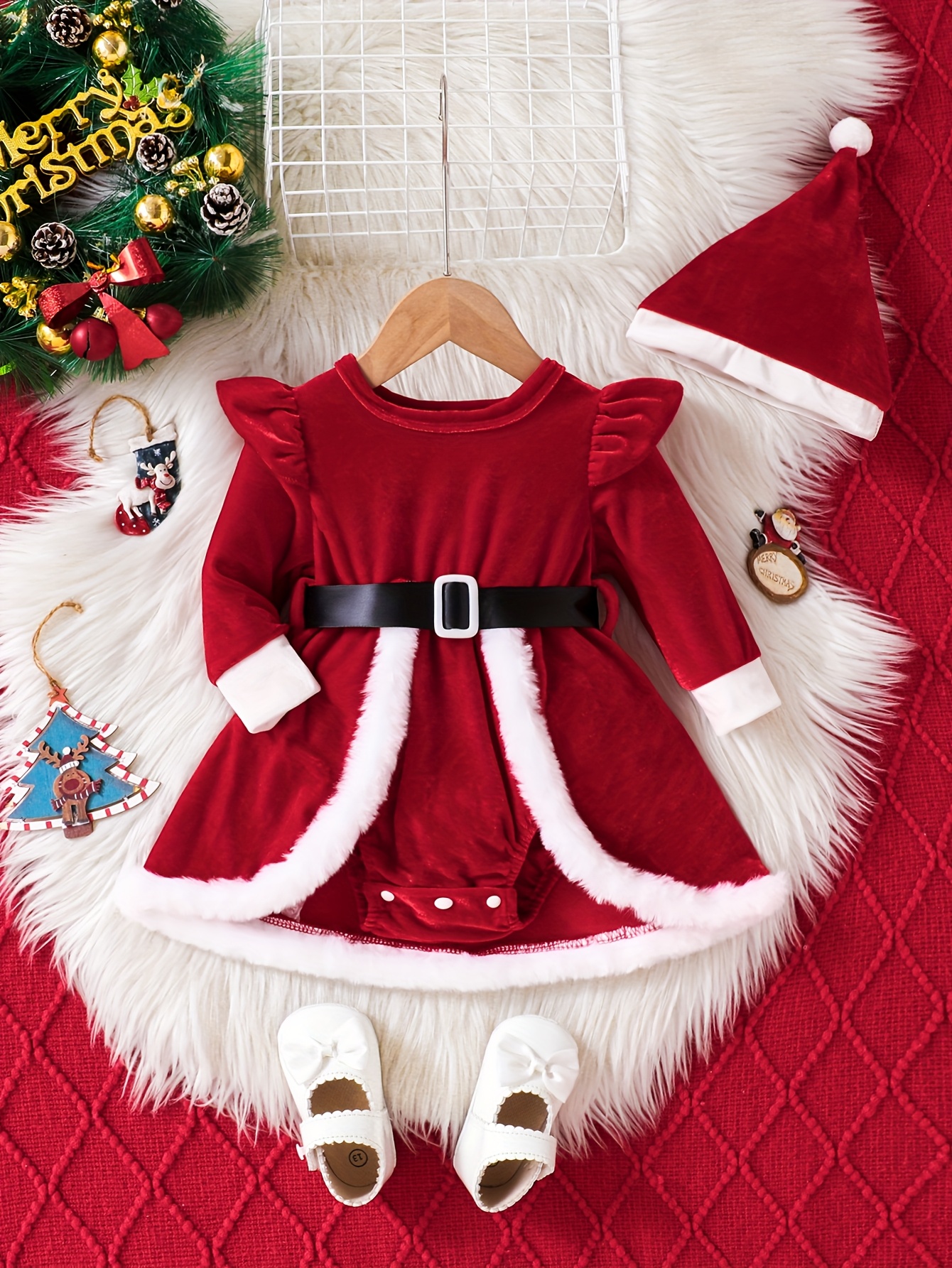 little girl christmas dress set long sleeve fleece lined - Temu Bahrain